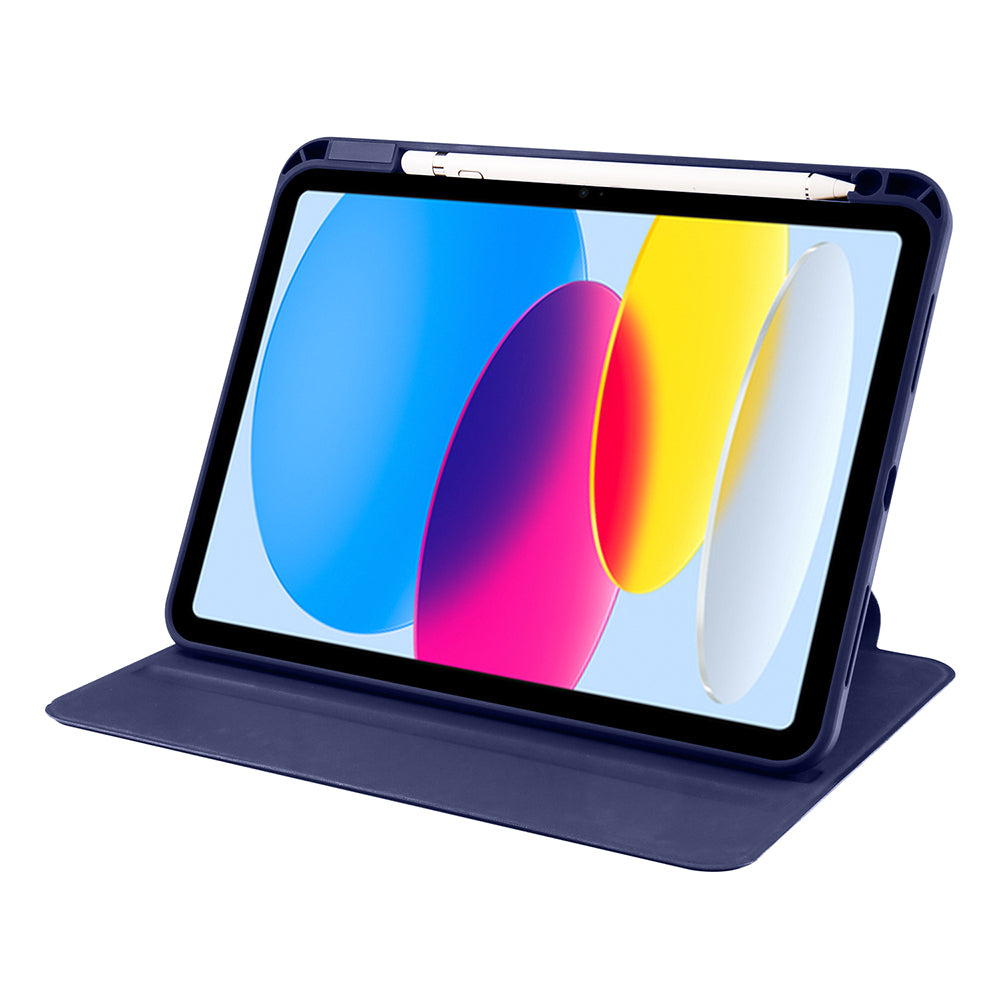Apple iPad 10.9 2022 (10.Nesil) Kılıf Zore Termik Kalem Bölmeli Dönebilen Standlı Kılıf Lacivert