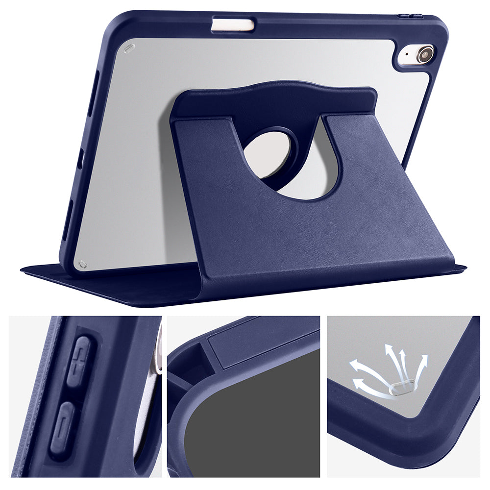Apple iPad 10.9 2022 (10.Nesil) Kılıf Zore Termik Kalem Bölmeli Dönebilen Standlı Kılıf Mavi