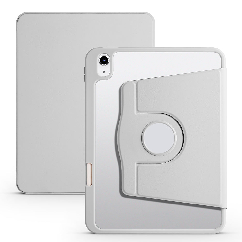 Apple iPad 10.9 2022 (10.Nesil) Kılıf Zore Termik Kalem Bölmeli Dönebilen Standlı Kılıf Gri