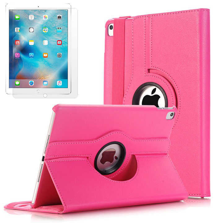 Apple iPad 9.7 2017 (5.Nesil) Zore Dönebilen Standlı Kılıf Pembe Koyu