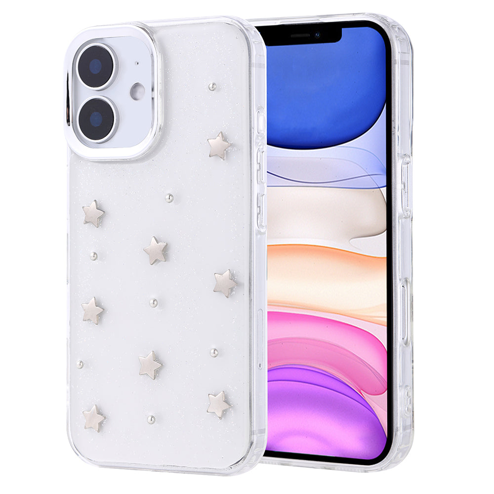 Apple iPhone 11 Kılıf Airbag Tasarımlı Simli Şeffaf Zore Kutup Kapak Yıldız