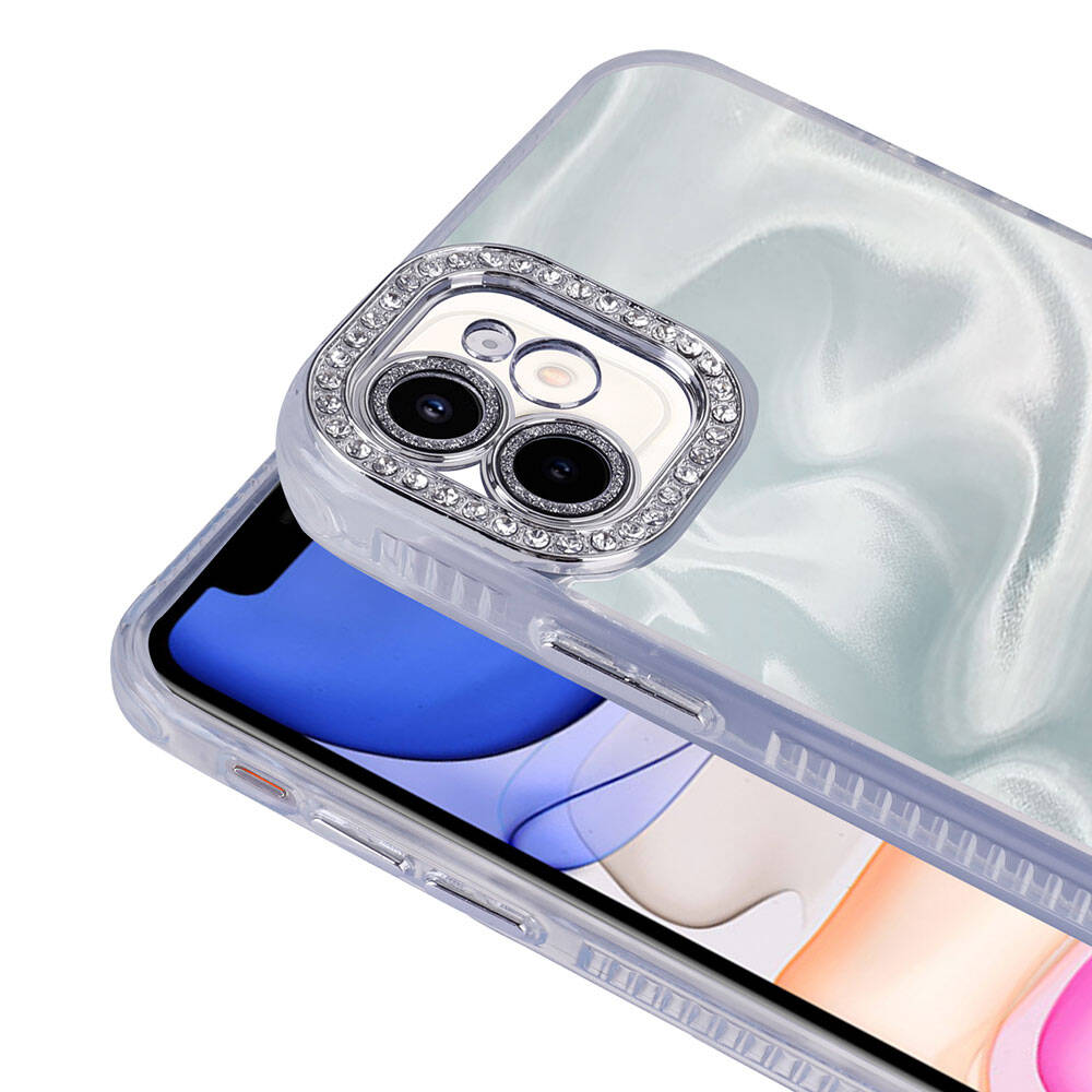 Apple iPhone 11 Kılıf Airbagli Parlak Taş Detay Tasarımlı Zore Esila Kapak Pembe