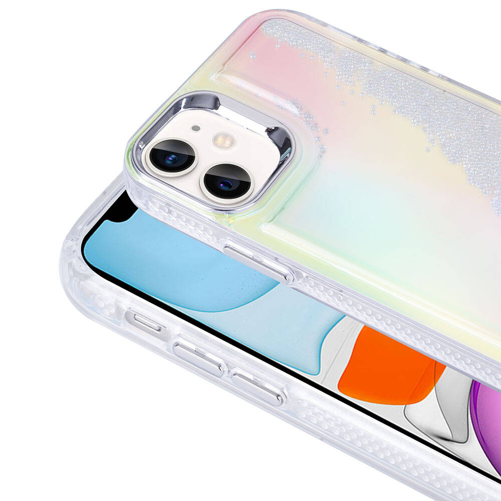 Apple iPhone 11 Kılıf Airbagli Renkli Arka Yüzey Boncuk Tasarımlı Zore Kumul Kapak Mor