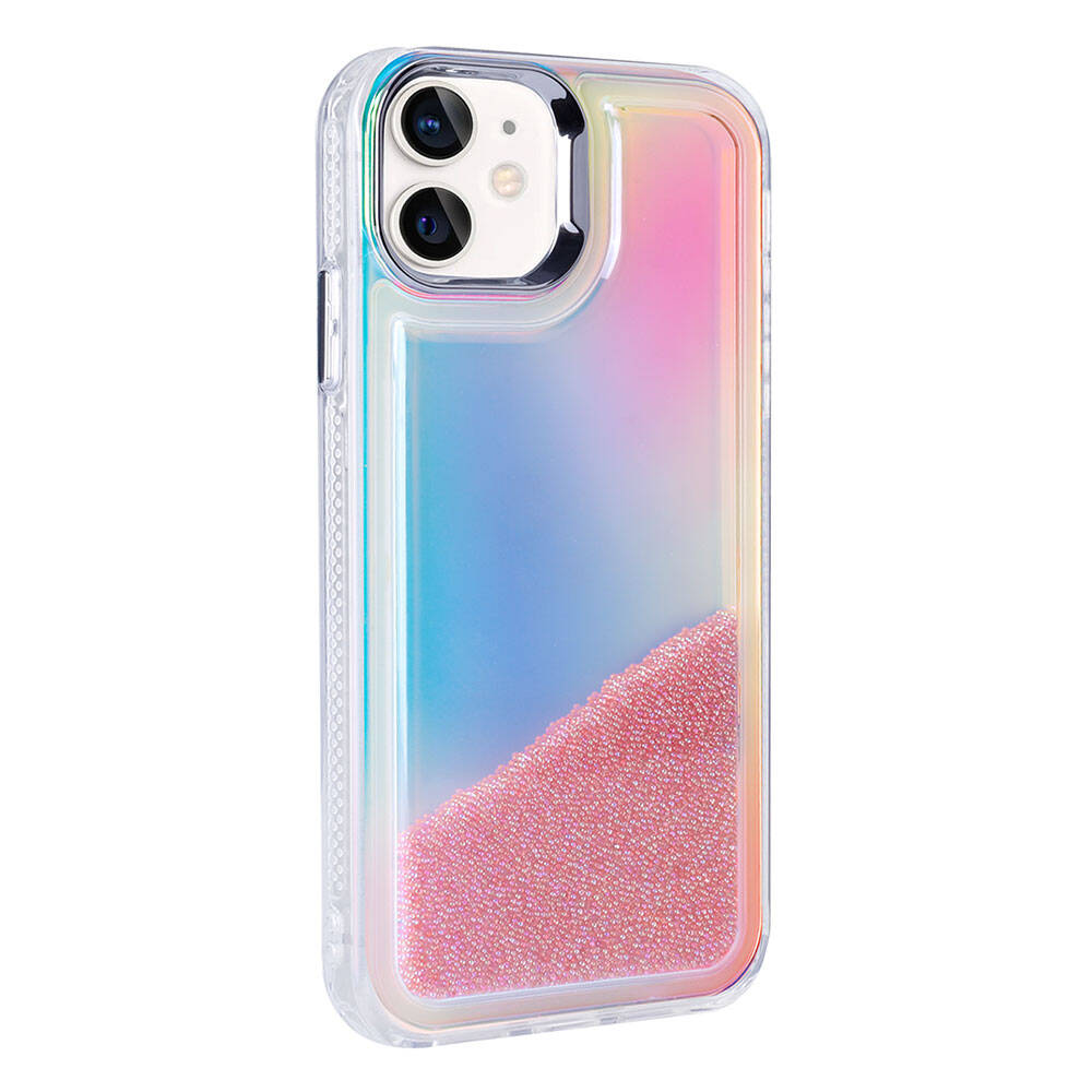 Apple iPhone 11 Kılıf Airbagli Renkli Arka Yüzey Boncuk Tasarımlı Zore Kumul Kapak Şeffaf