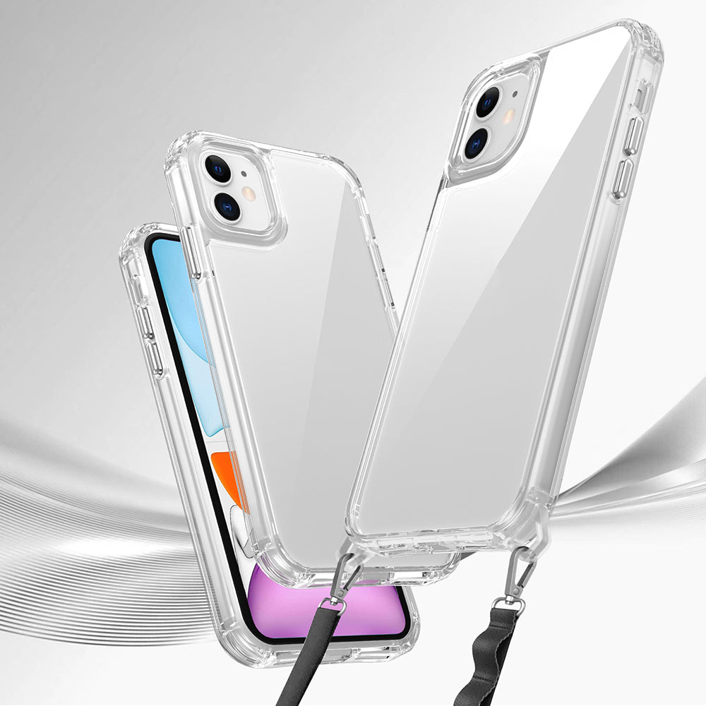 Apple iPhone 11 Kılıf Airbagli Takılabilir Askı Aparatlı Zore Snap Silikon Kapak Şeffaf