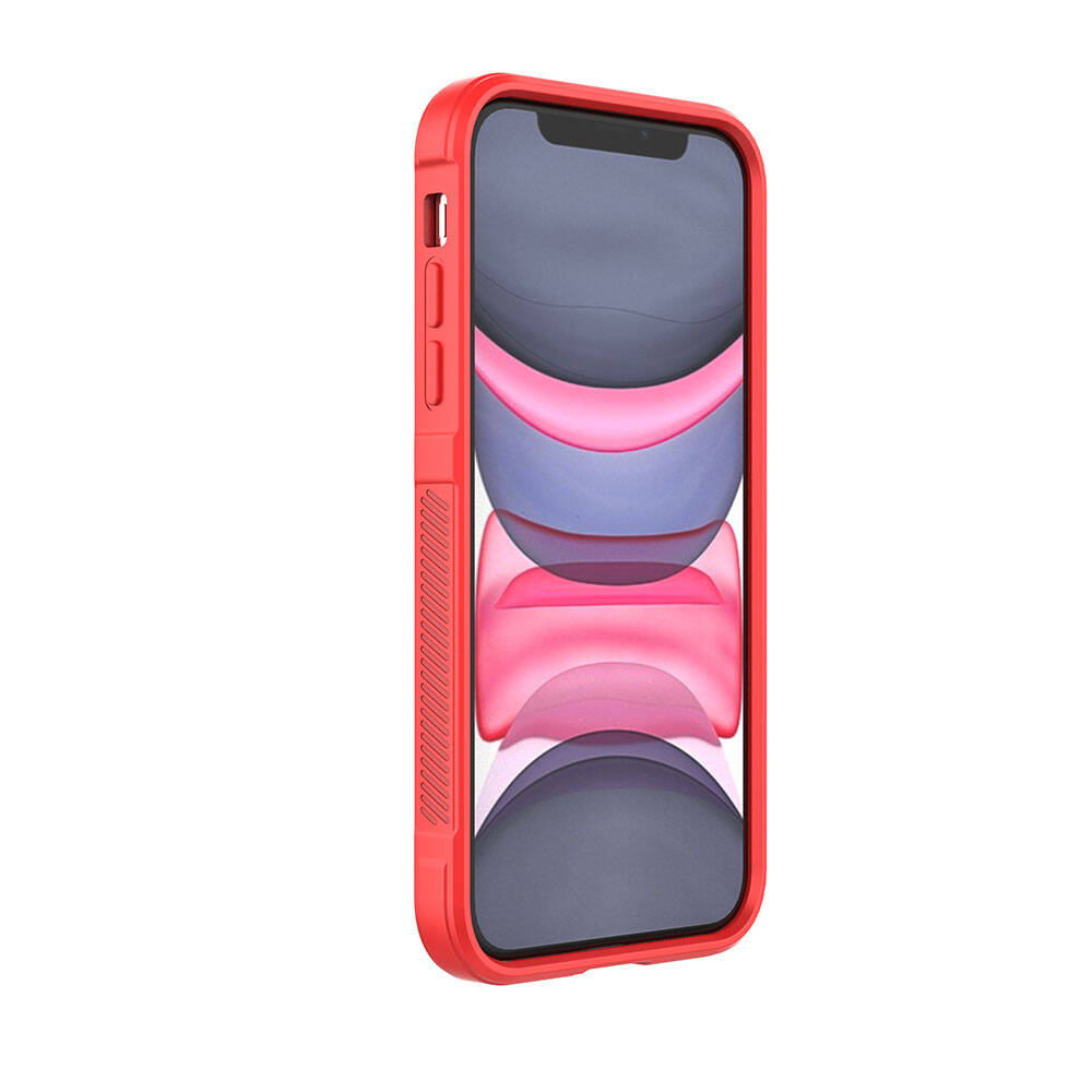 Apple iPhone 11 Kılıf Esnek TPU Oyuklu Arka Yüzey Tasarımlı Zore Etnik Silikon Kapak Kırmızı