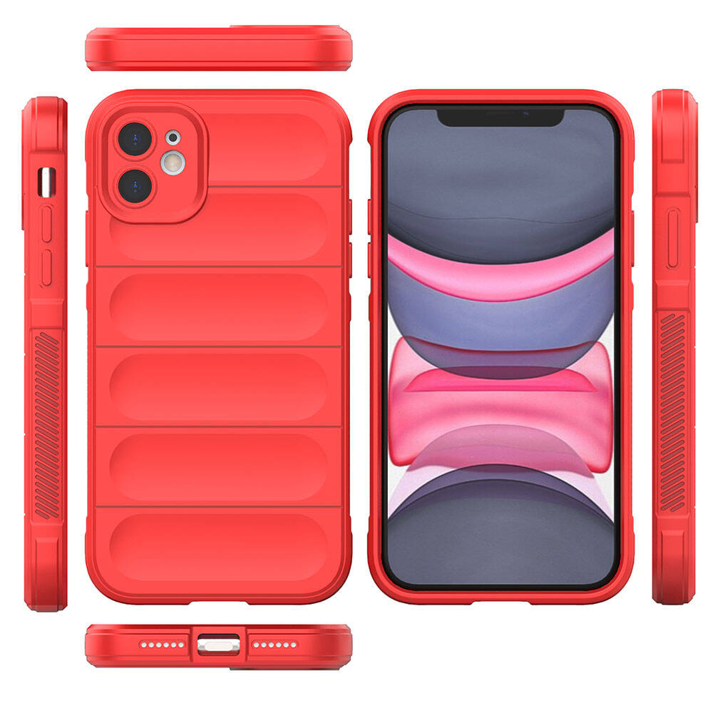 Apple iPhone 11 Kılıf Esnek TPU Oyuklu Arka Yüzey Tasarımlı Zore Etnik Silikon Kapak Kırmızı