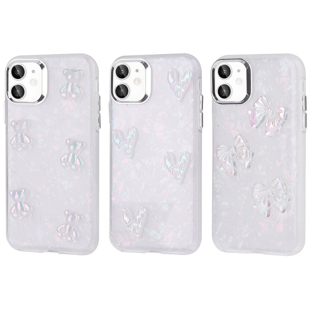 Apple iPhone 11 Kılıf Kabartma Figürlü Parlak Zore Eralli Silikon Kapak Kalp