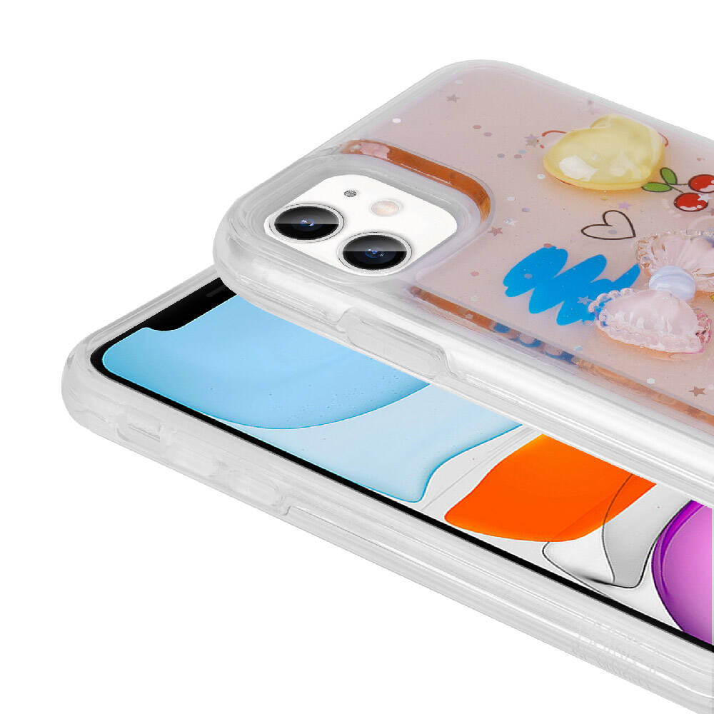 Apple iPhone 11 Kılıf Kabartma Figürlü Parlak Zore Minimini Silikon Kapak Mor