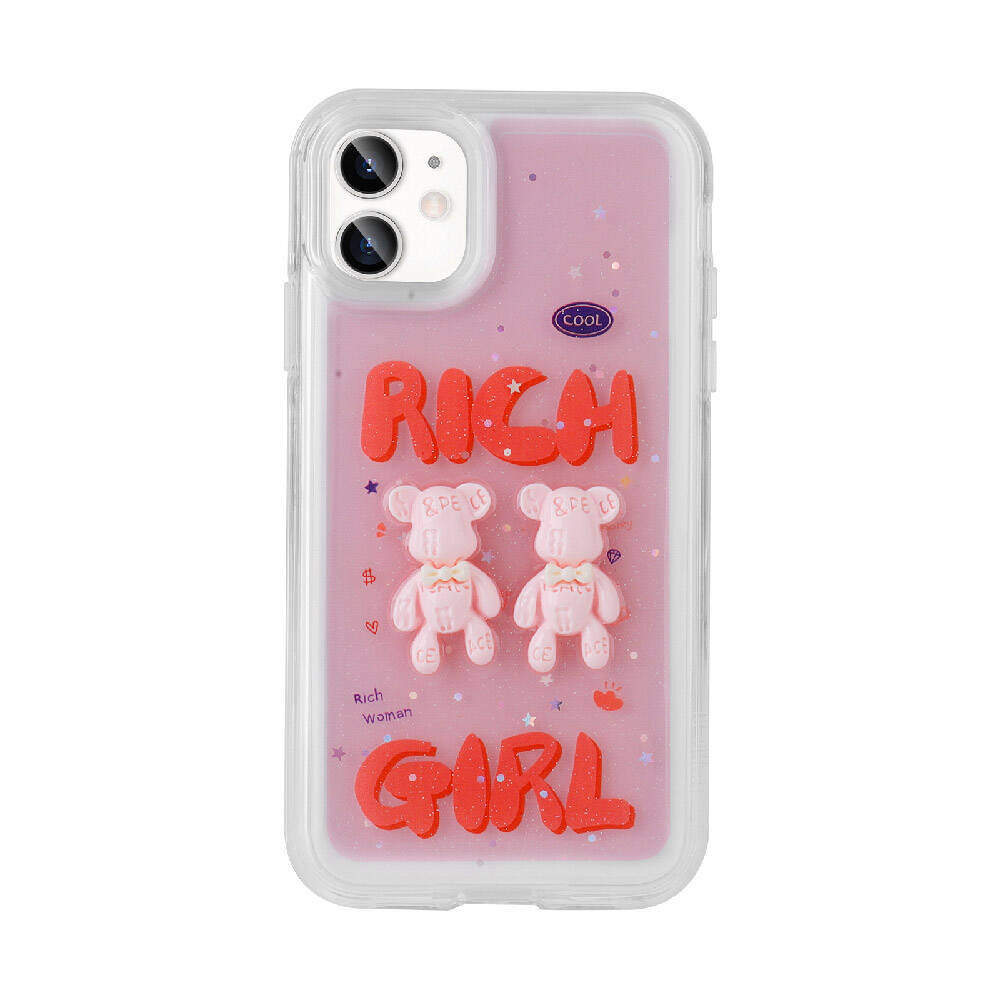 Apple iPhone 11 Kılıf Kabartma Figürlü Parlak Zore Minimini Silikon Kapak Mor
