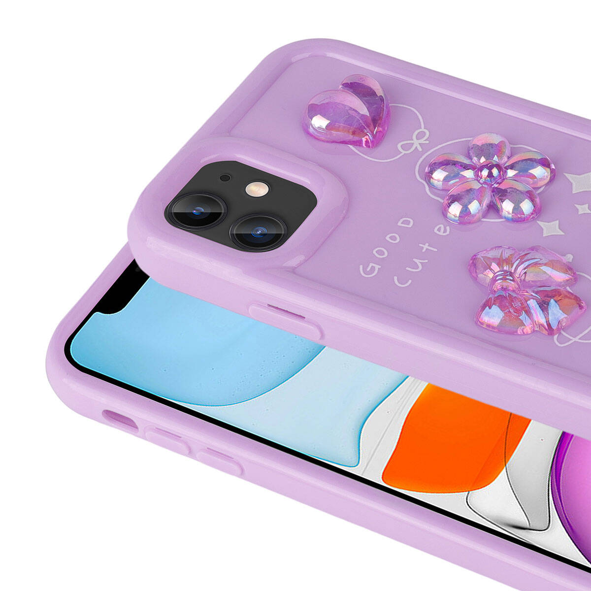 Apple iPhone 11 Kılıf Kabartma Figürlü Parlak Zore Toys Silikon Kapak Beyaz