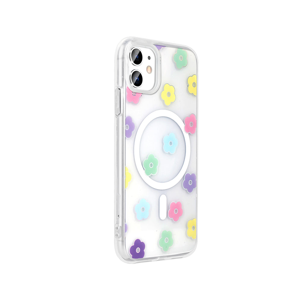 Apple iPhone 11 Kılıf M-Safe Şarj Özellikli Şeffaf Zore Folk Sert Kapak Sevimli Köpek