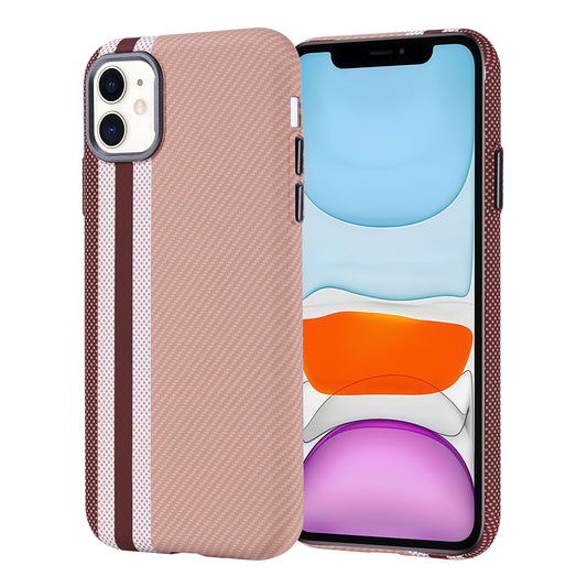 Apple iPhone 11 Kılıf Magsafe Şarj Özellikli Karbon Fiber Görünümlü Zore Nekst Kapak Gold
