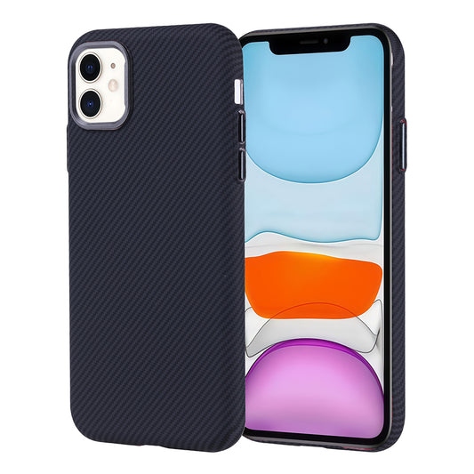 Apple iPhone 11 Kılıf Magsafe Şarj Özellikli Karbon Fiber Görünümlü Zore Nekst Kapak Siyah