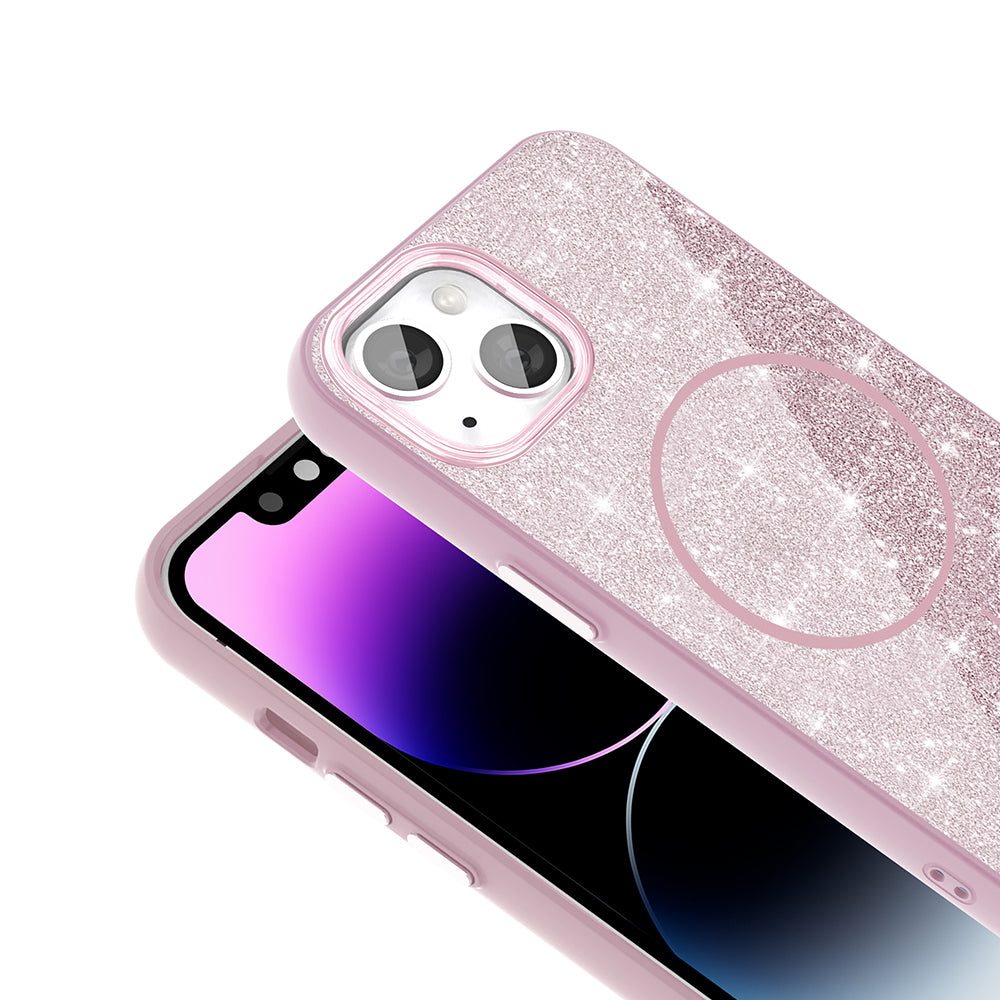 Apple iPhone 11 Kılıf Magsafe Şarj Özellikli Parlayan Simli Zore Okso Kapak Siyah