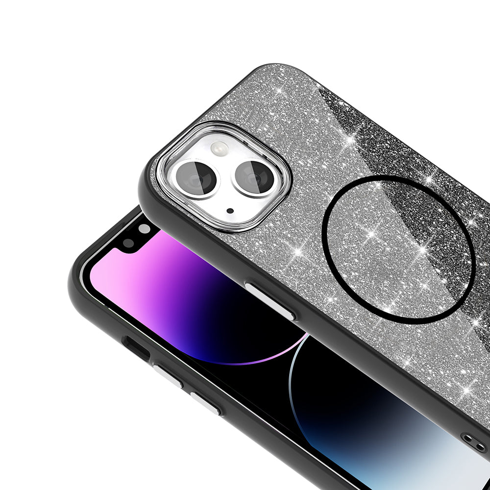 Apple iPhone 11 Kılıf Magsafe Şarj Özellikli Parlayan Simli Zore Okso Kapak Pembe