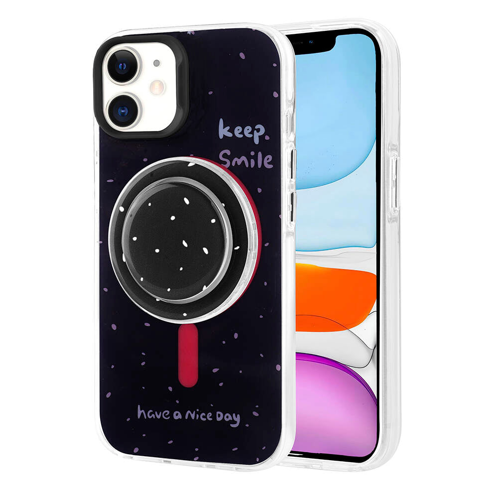 Apple iPhone 11 Kılıf Magsafe Şarj Özellikli Tak-Çıkar Pop Soketli Zore Tiktok Kapak Siyah