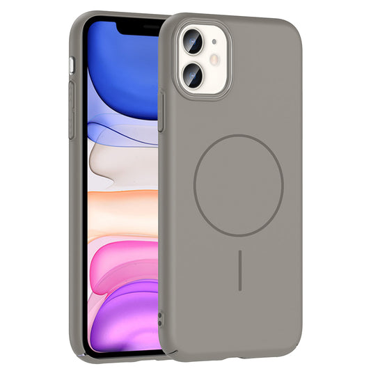 Apple iPhone 11 Kılıf Magsafe Şarj Özellikli Zore Ruby Sert Kapak Gri