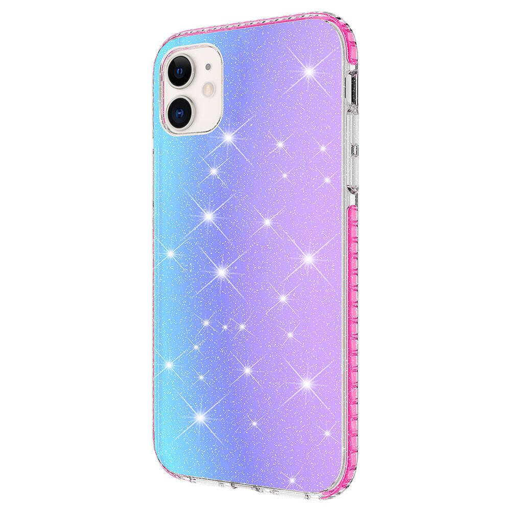 Apple iPhone 11 Kılıf Parlak Renk Geçişli Zore Velle Kapak Pembe
