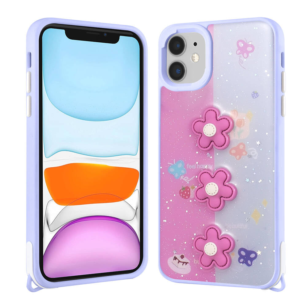 Apple iPhone 11 Kılıf Parlayan Simli Kabartma Figürlü Zore Cevze Kapak Yeşil