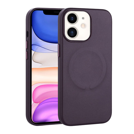 Apple iPhone 11 Kılıf PU Deri Magsafe Wireless Şarj Özellikli Zore Derix Kapak Derin Mor