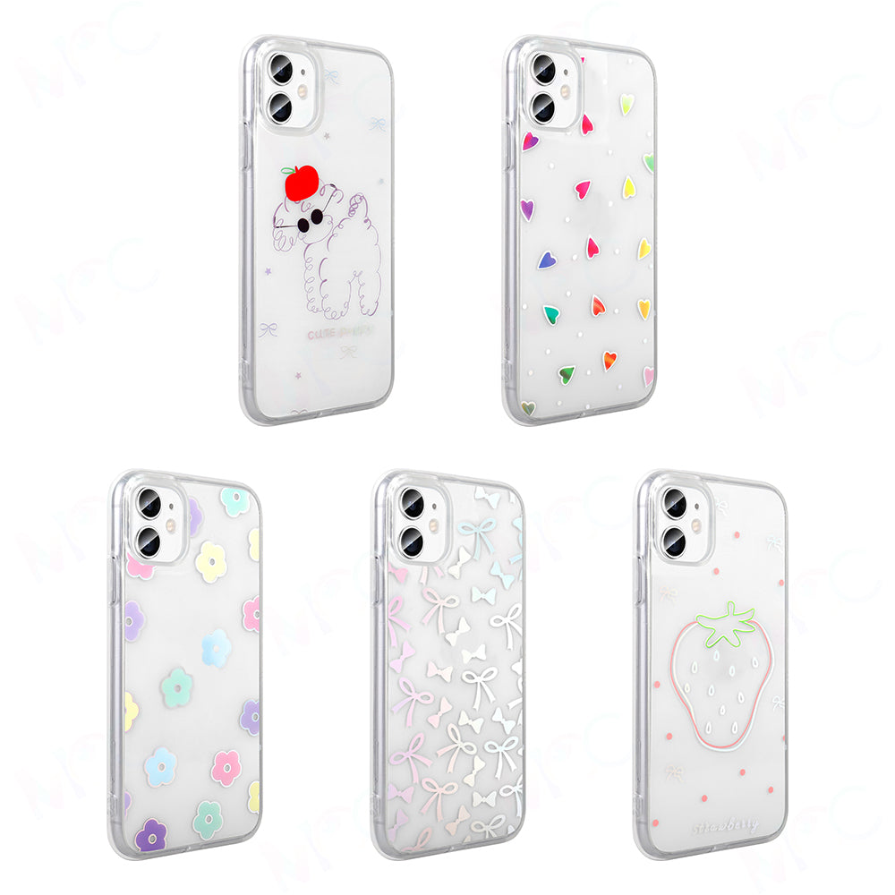 Apple iPhone 11 Kılıf Şeffaf Figürlü Zore Folk Sert Kapak Kalp