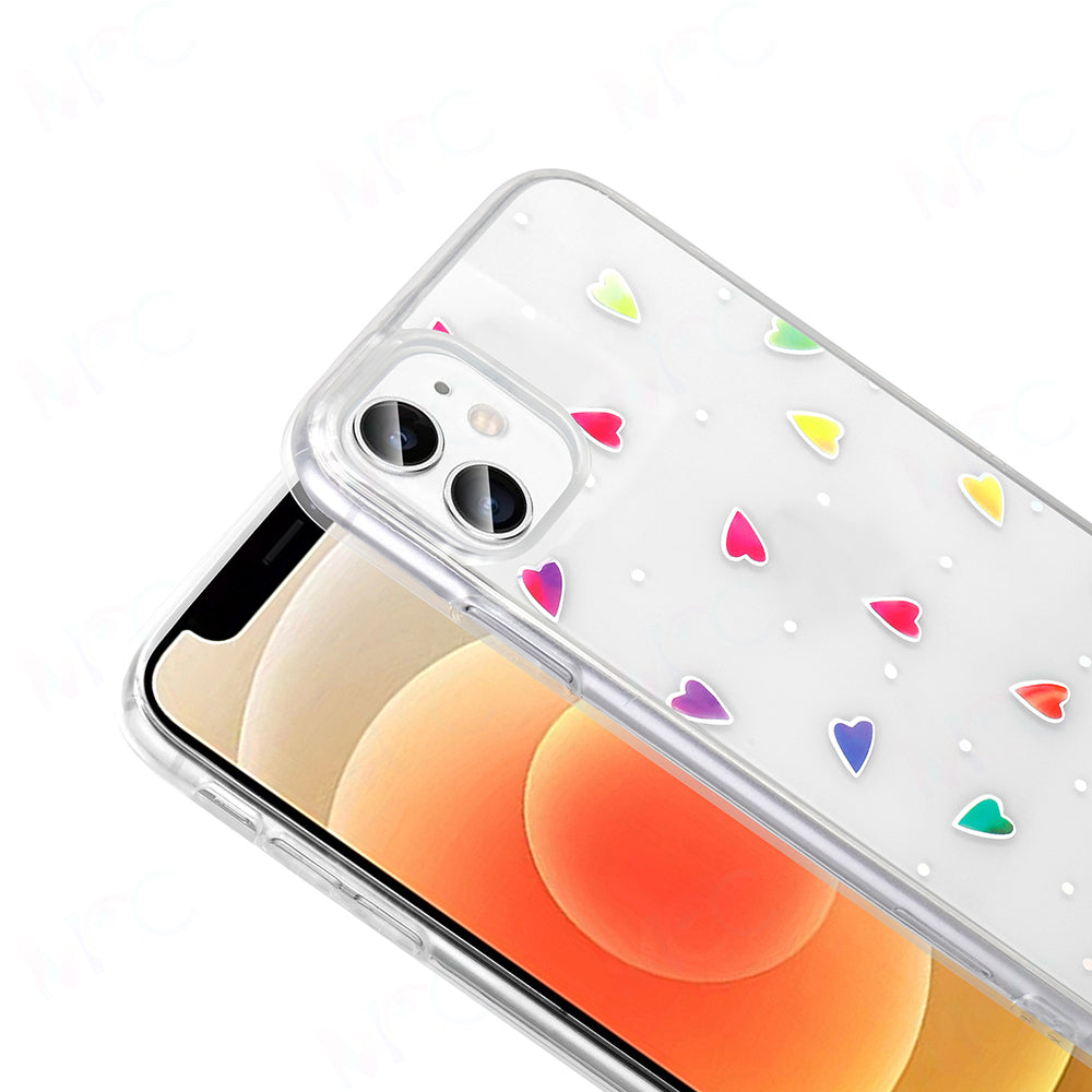 Apple iPhone 11 Kılıf Şeffaf Figürlü Zore Folk Sert Kapak Kalp