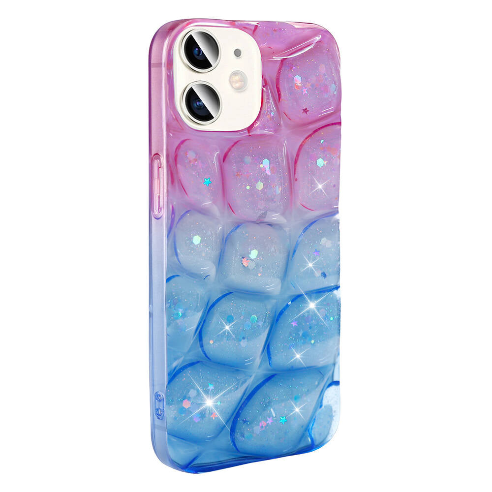 Apple iPhone 11 Kılıf Simli 3D Desenli Zore Hacar Kapak Pembe-Mavi