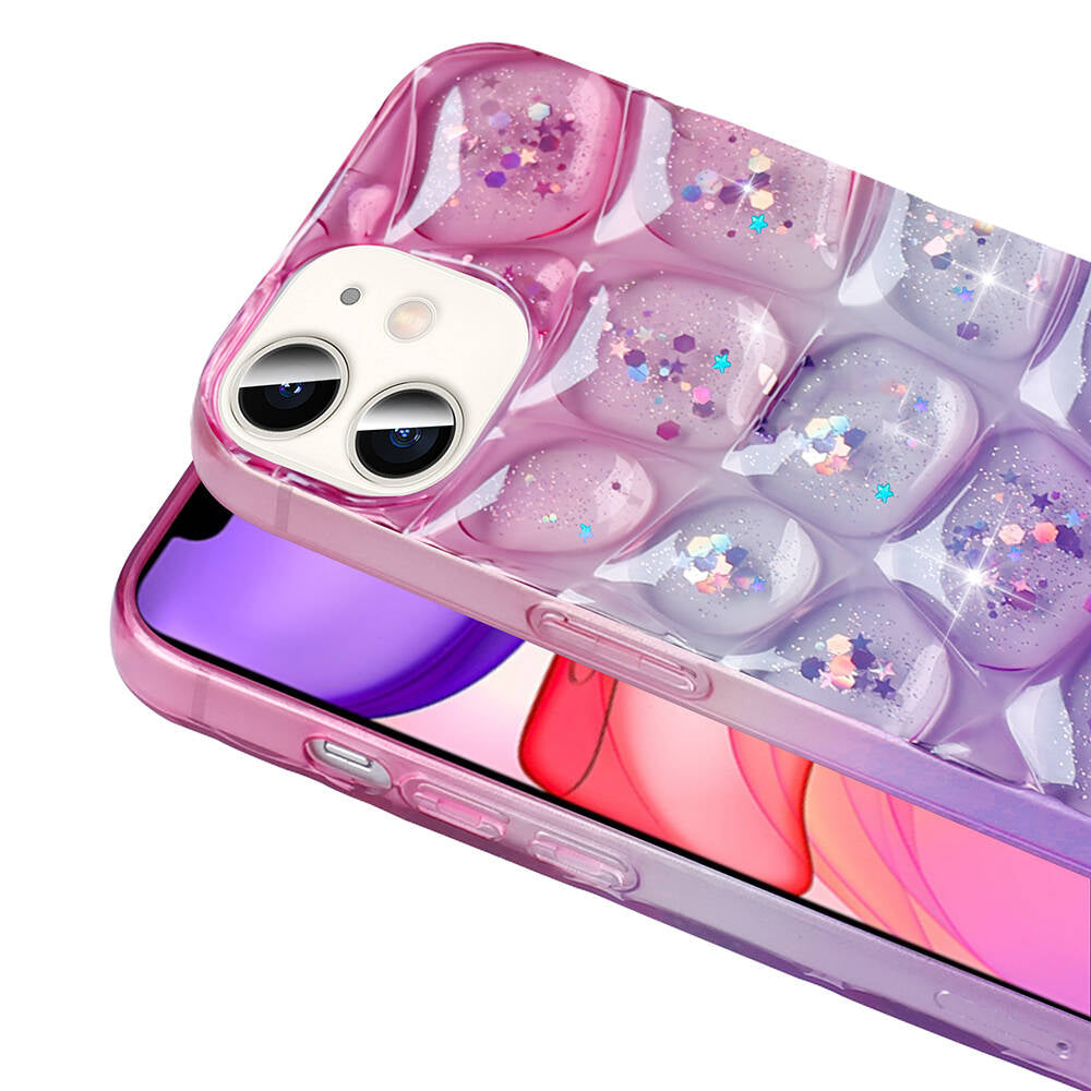 Apple iPhone 11 Kılıf Simli 3D Desenli Zore Hacar Kapak Beyaz