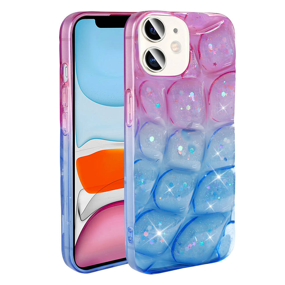 Apple iPhone 11 Kılıf Simli 3D Desenli Zore Hacar Kapak Pembe-Mor