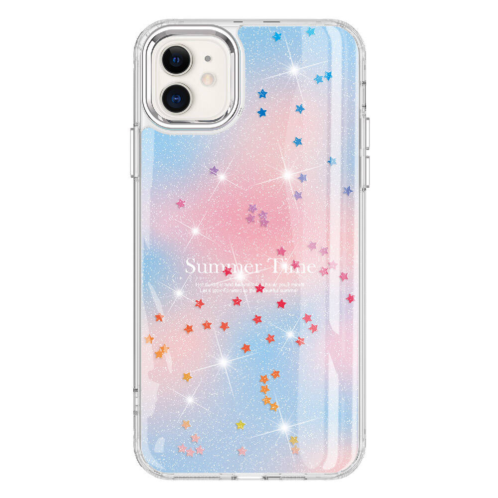 Apple iPhone 11 Kılıf Simli Desenli Parlak Zore Task Kapak Pembe