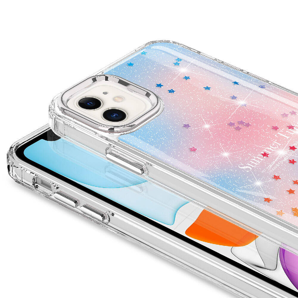 Apple iPhone 11 Kılıf Simli Desenli Parlak Zore Task Kapak Pembe