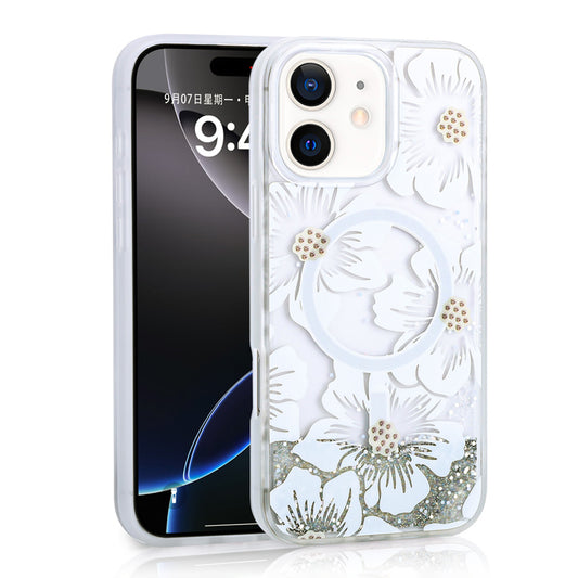 Apple iPhone 11 Kılıf Sıvılı Simli Baskılı Şeffaf Arka Yüzey Zore Mossa Silikon Kapak Gri