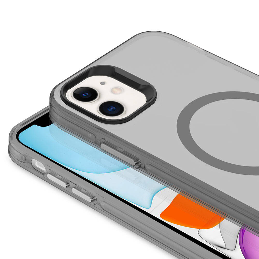 Apple iPhone 11 Kılıf Zore Magsafe Şarj Özellikli Buzlu Transparan C-Pro Sert Kapak Turuncu