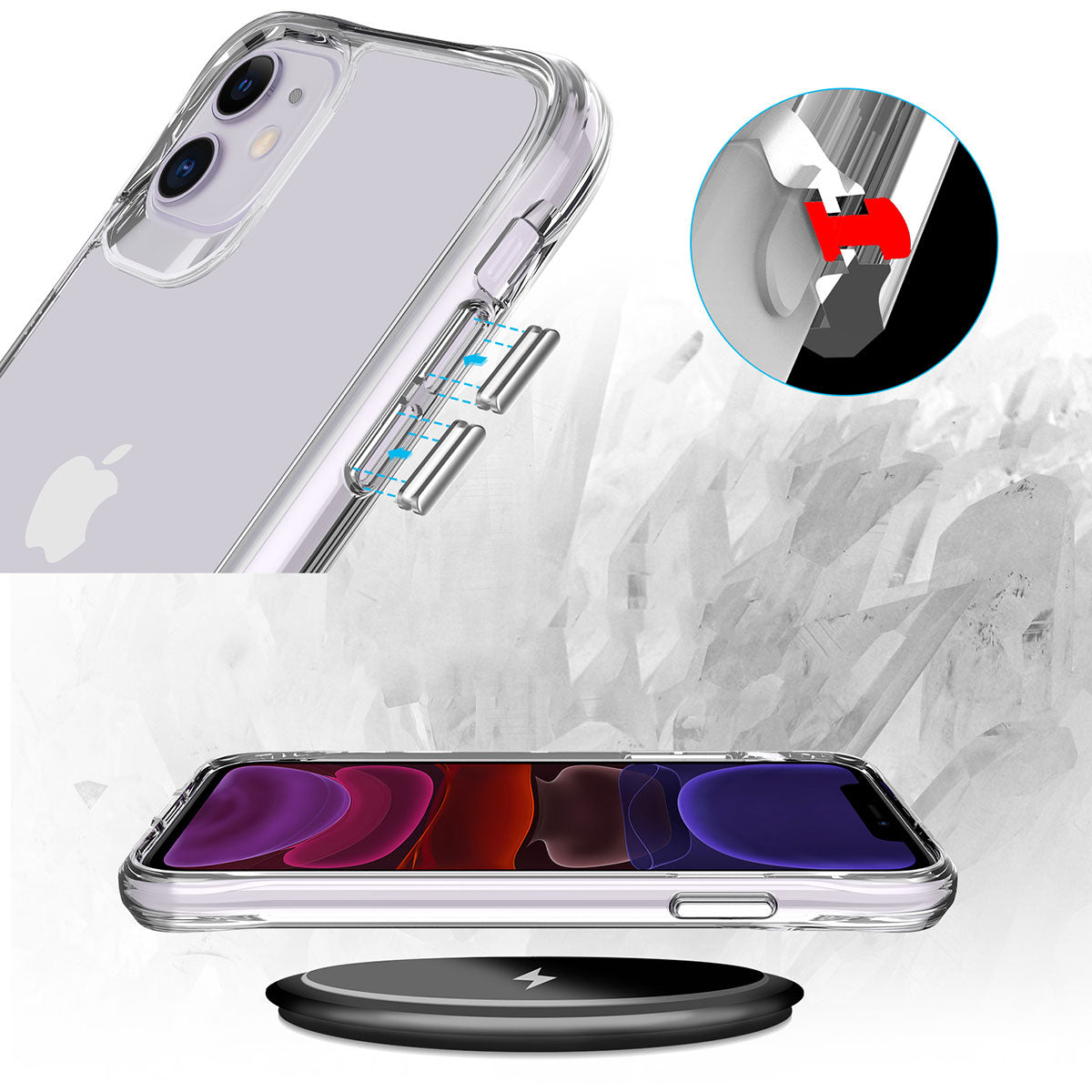 Apple iPhone 11 Kılıf Zore Şeffaf Ultra İnce Airbag Tasarımlı Okka Kapak Renksiz