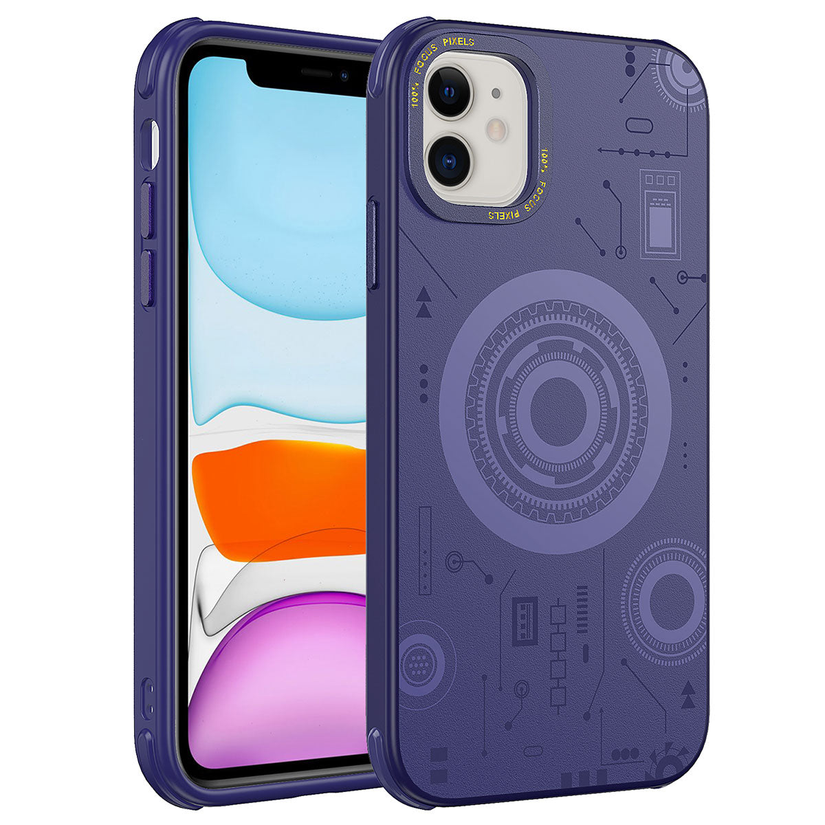 Apple iPhone 11 Kılıf Zore Wireless Şarj Özellikli Desenli Hot Kapak Derin Mor
