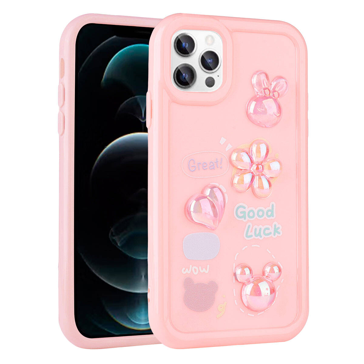 Apple iPhone 11 Pro Kılıf Kabartma Figürlü Parlak Zore Toys Silikon Kapak Açık Yeşil