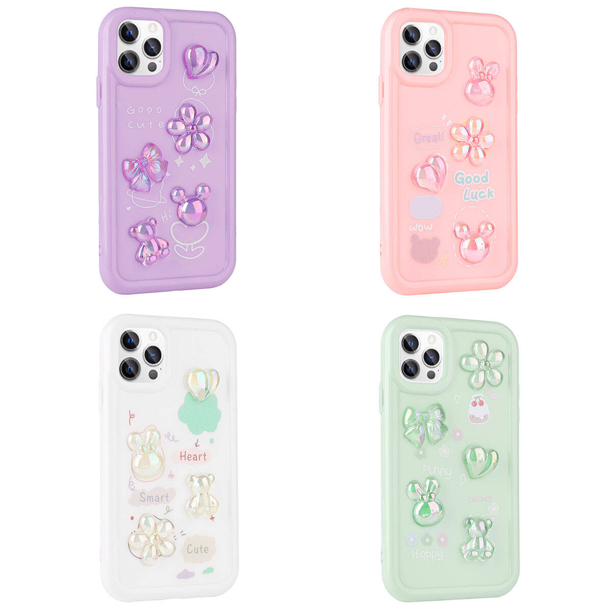 Apple iPhone 11 Pro Kılıf Kabartma Figürlü Parlak Zore Toys Silikon Kapak Açık Yeşil