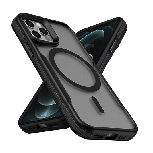 Apple iPhone 11 Pro Max Kılıf Magsafe Şarj Özellikli Renkli Kenar Airbag Şeritli Zore Lamer Kapak Siyah