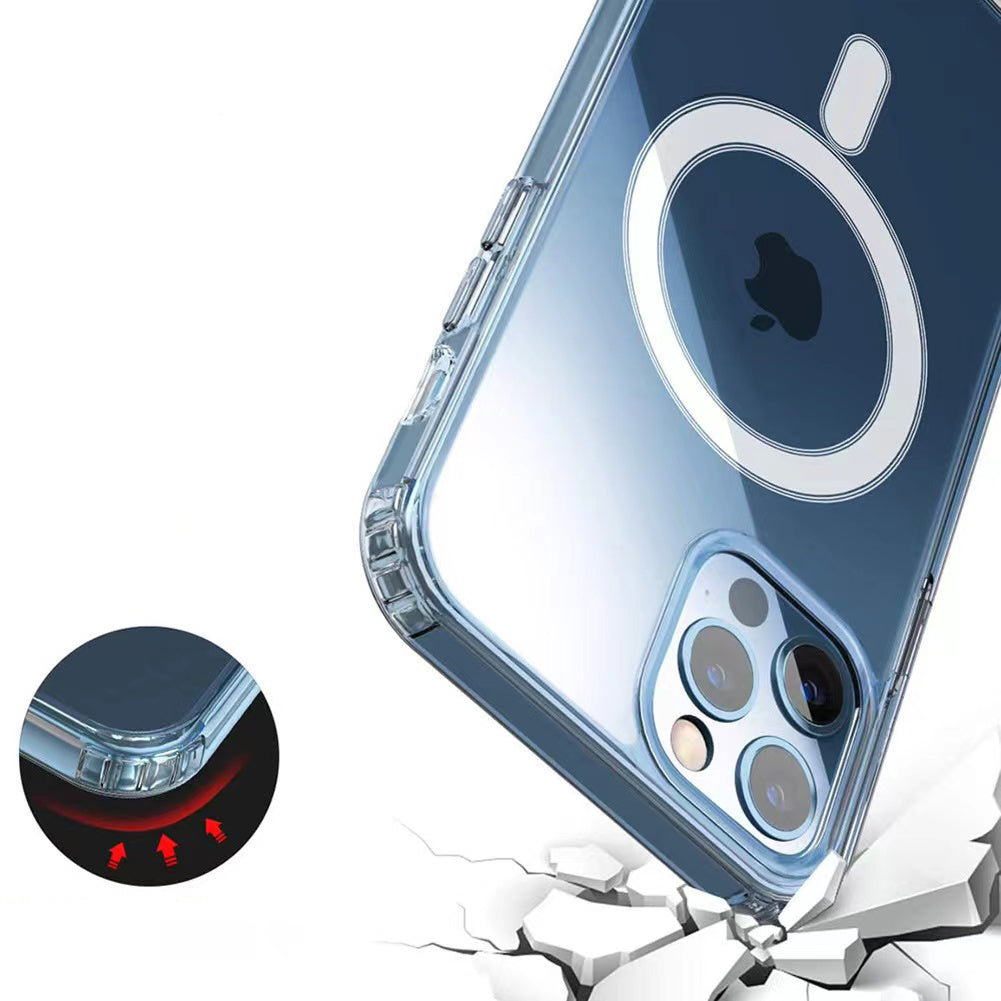 Apple iPhone 12 Mini Kılıf Magsafe Şarj Özellikli Şeffaf Sert PC Zore Embos Kapak Renksiz