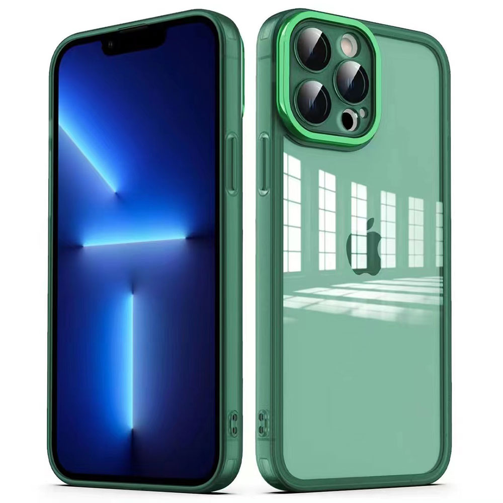 Apple iPhone 12 Pro Kılıf Kamera Korumalı Transparan Zore Post Kapak Koyu Yeşil
