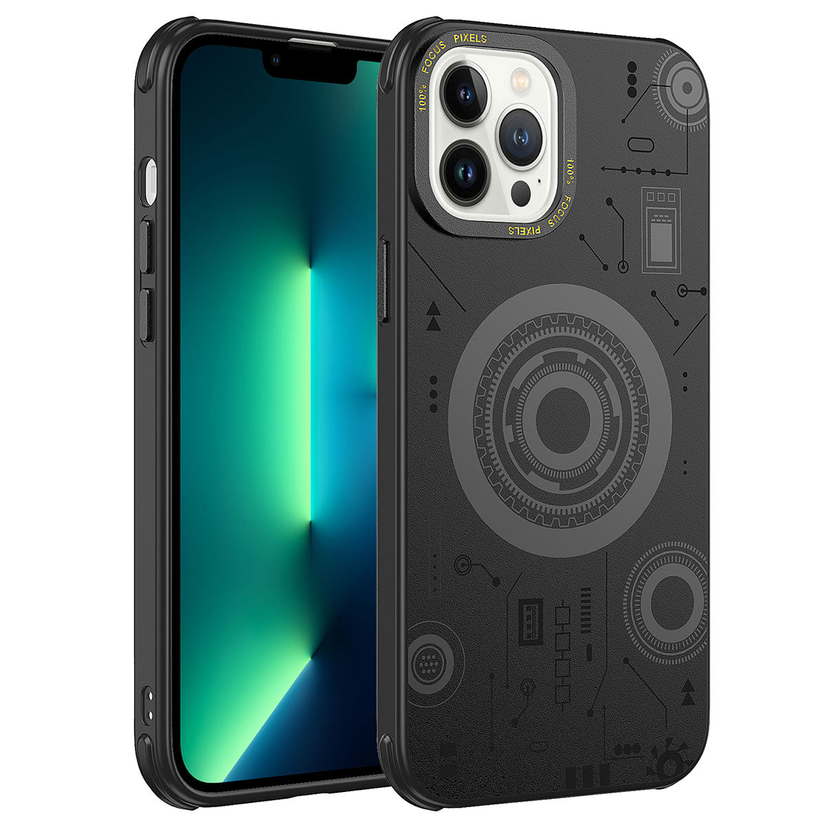Apple iPhone 12 Pro Max Kılıf Zore Wireless Şarj Özellikli Desenli Hot Kapak Siyah