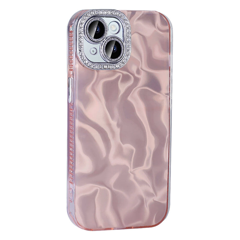 Apple iPhone 13 Kılıf Airbagli Parlak Taş Detay Tasarımlı Zore Esila Kapak Pembe
