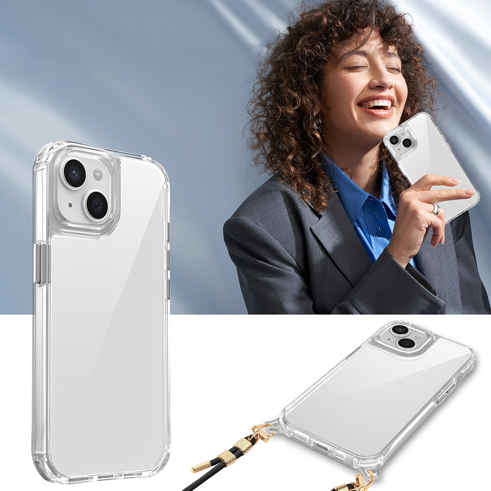 Apple iPhone 13 Kılıf Airbagli Takılabilir Askı Aparatlı Zore Snap Silikon Kapak Şeffaf