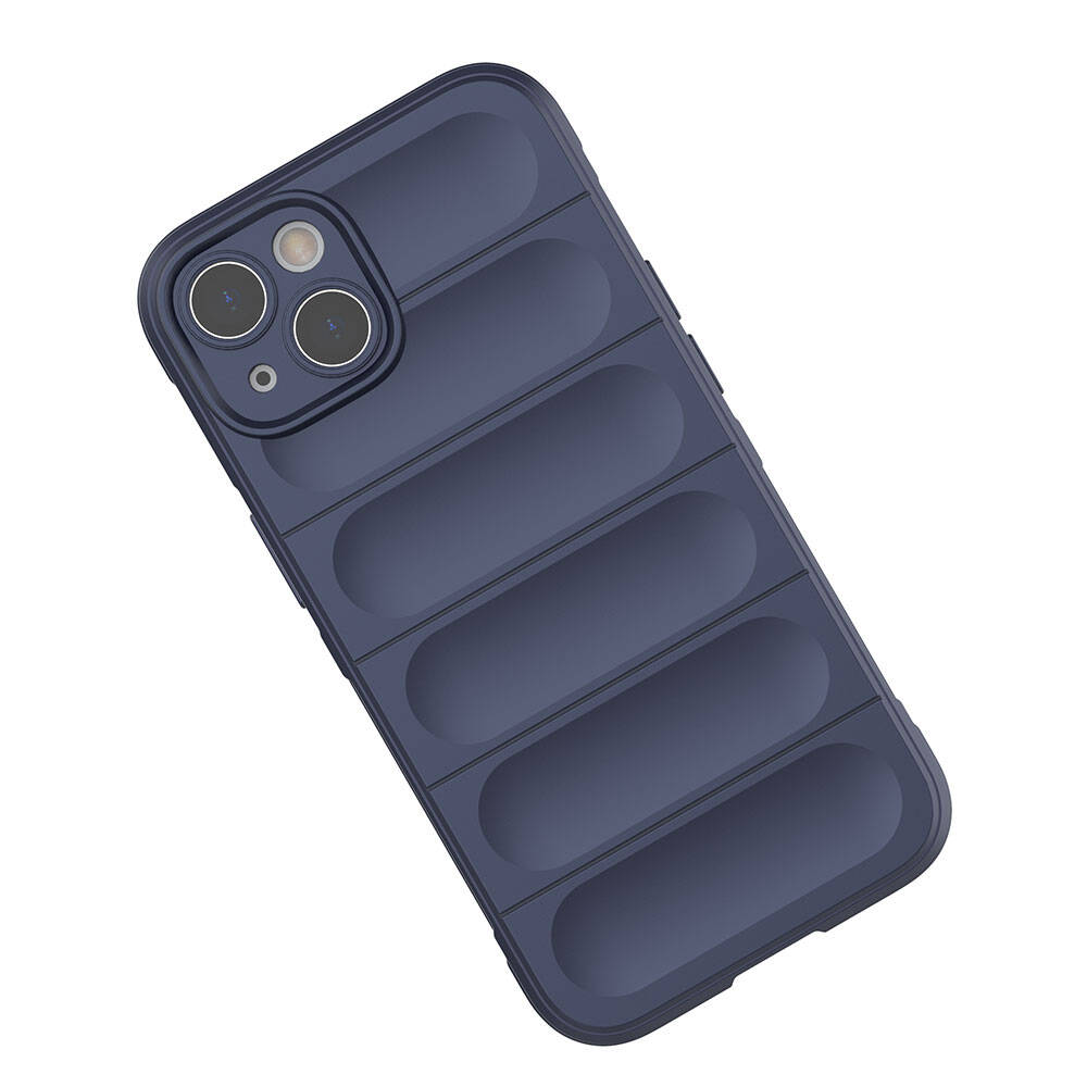 Apple iPhone 13 Kılıf Esnek TPU Oyuklu Arka Yüzey Tasarımlı Zore Etnik Silikon Kapak Lacivert
