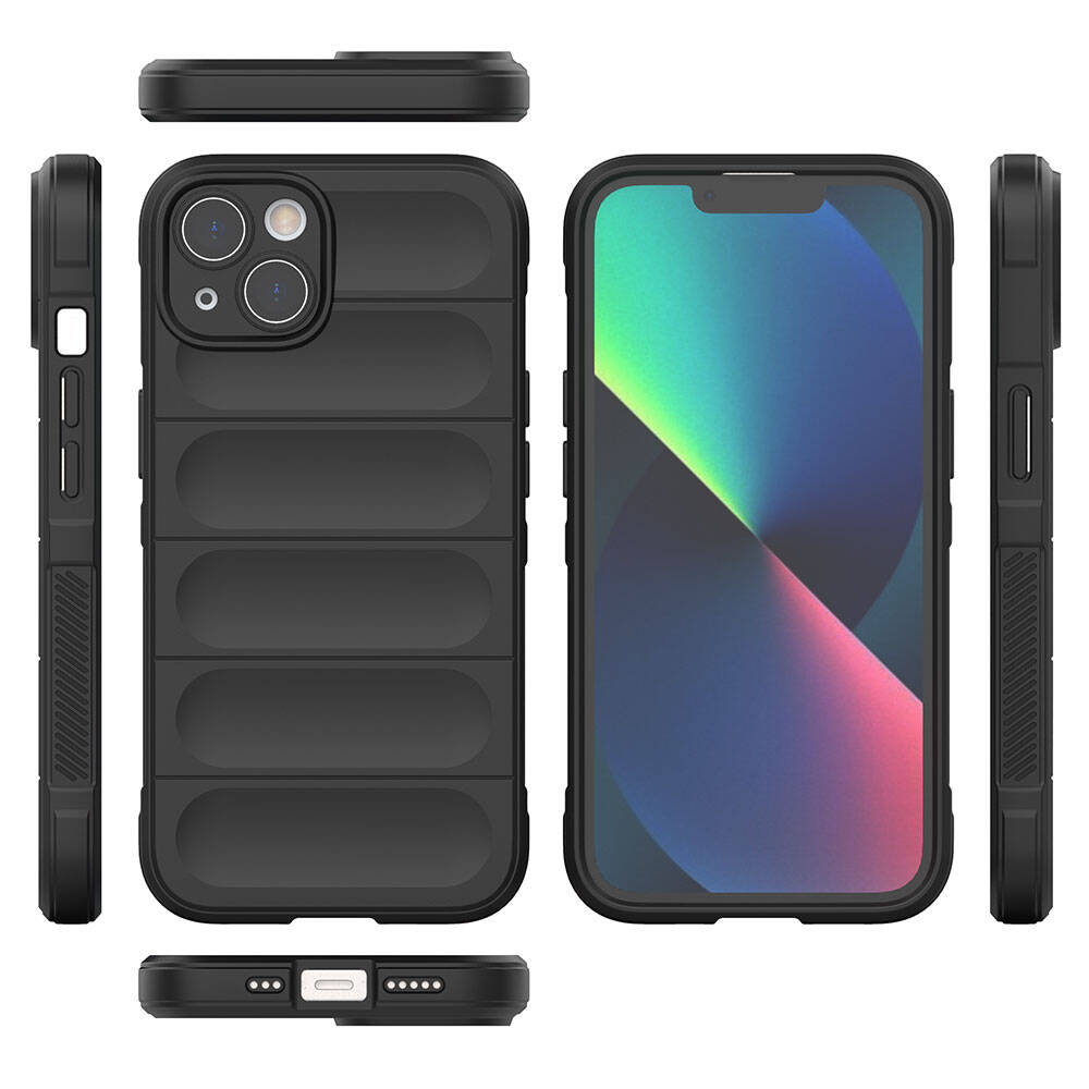 Apple iPhone 13 Kılıf Esnek TPU Oyuklu Arka Yüzey Tasarımlı Zore Etnik Silikon Kapak Siyah