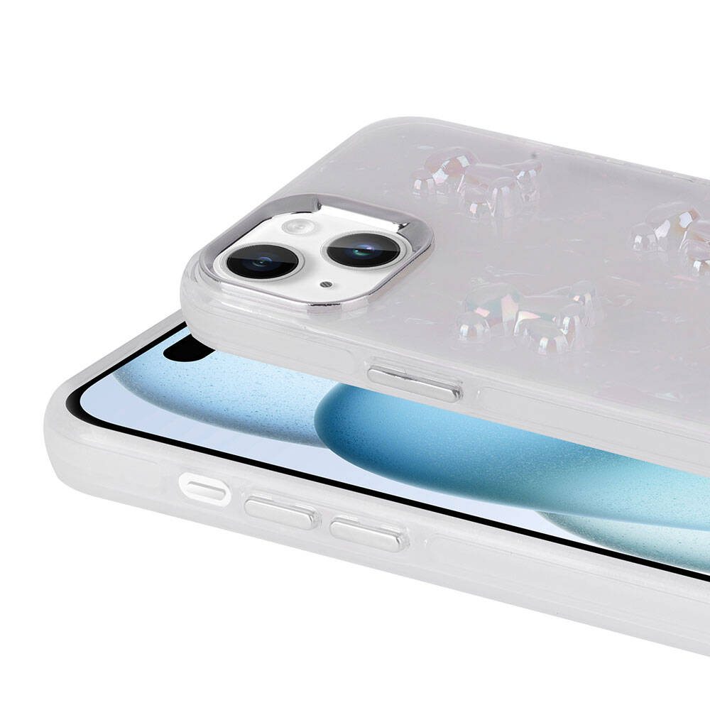 Apple iPhone 13 Kılıf Kabartma Figürlü Parlak Zore Eralli Silikon Kapak Kalp