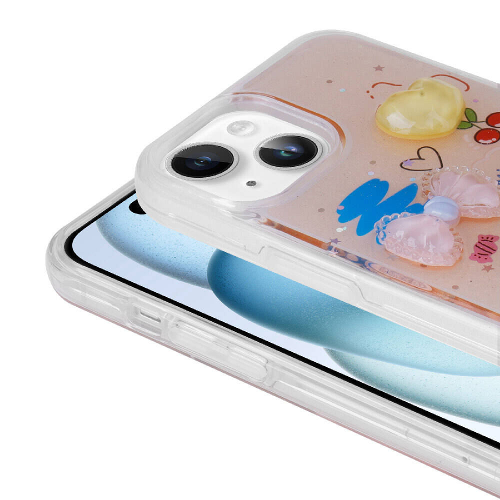 Apple iPhone 13 Kılıf Kabartma Figürlü Parlak Zore Minimini Silikon Kapak Kırmızı