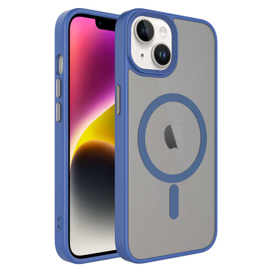 Apple iPhone 13 Kılıf Mat Arka Yüzey Wireless Şarj Özellikli Zore Flet Magsafe Kapak Pembe