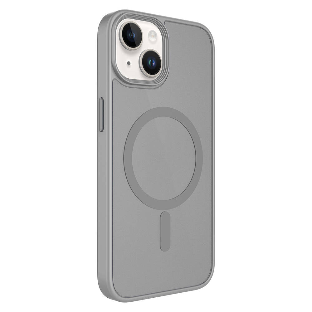 Apple iPhone 13 Kılıf Mat Arka Yüzey Wireless Şarj Özellikli Zore Flet Magsafe Kapak Gri